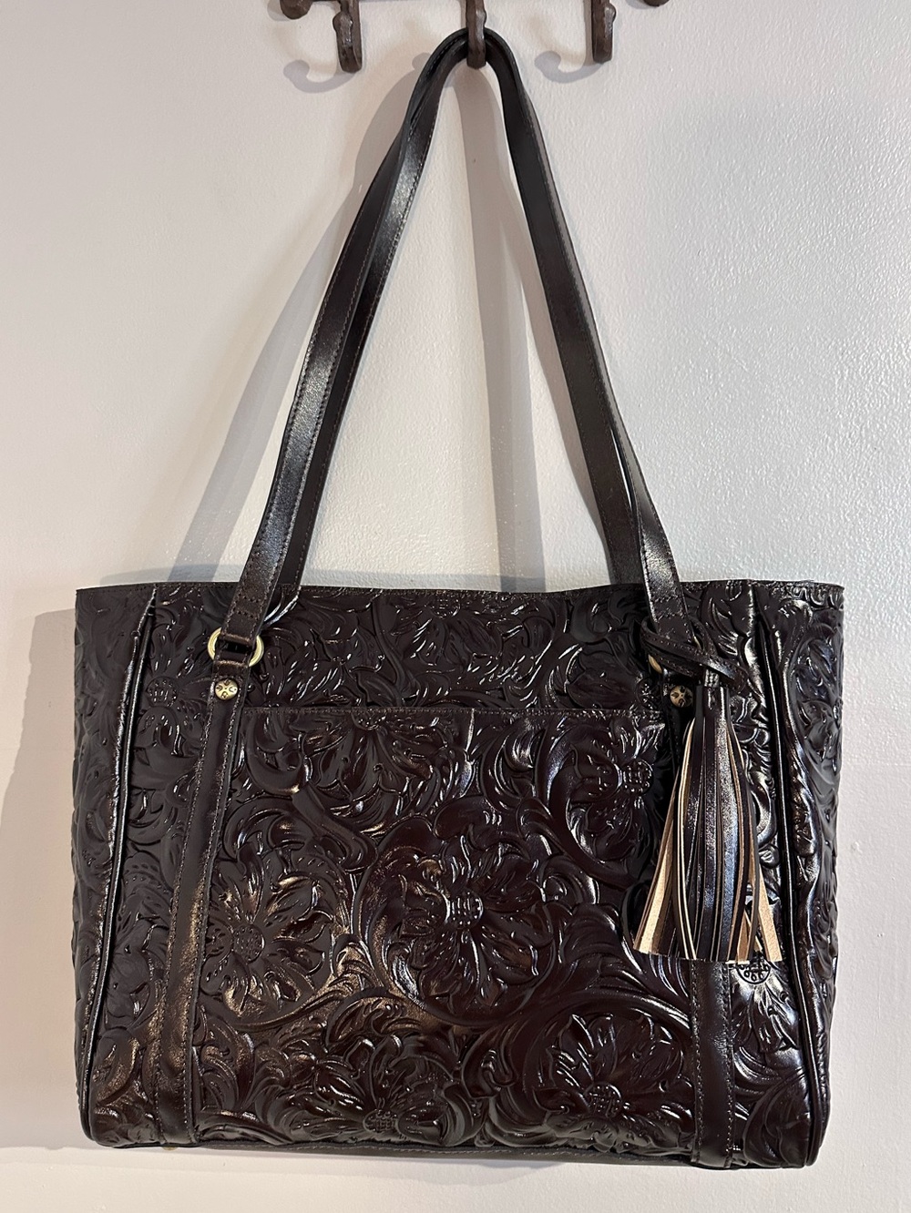 Patricia Nash NEW Mariella Leather Tooled Tote Bag RARE Color Chocolate